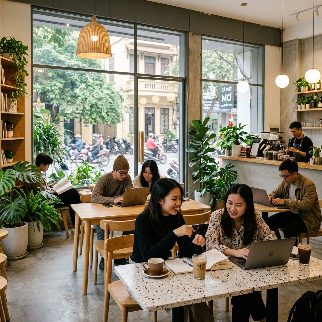 Quán cà phê hiện đại Việt Nam thực tế